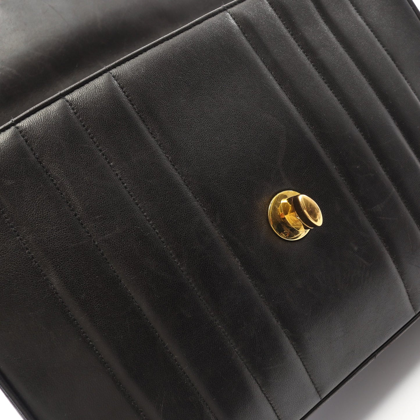 マドモアゼル デカココマーク Wチェーンショルダーバッグ ラムスキン ブラック ゴールド金具 ヴィンテージ シャネル バッグ CHANEL
