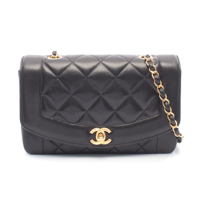 マトラッセ ダイアナフラップ チェーンショルダーバッグ ラムスキン ブラック ゴールド金具 シャネル バッグ CHANEL