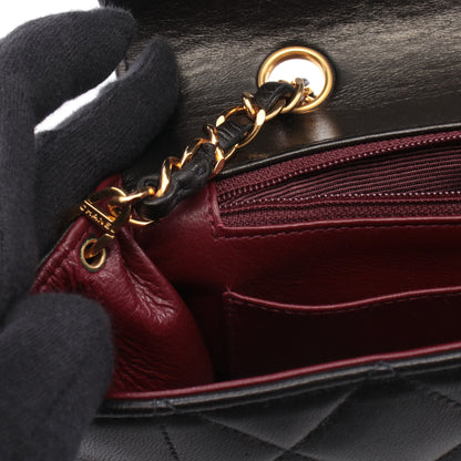 マトラッセ ダイアナフラップ チェーンショルダーバッグ ラムスキン ブラック ゴールド金具 シャネル バッグ CHANEL