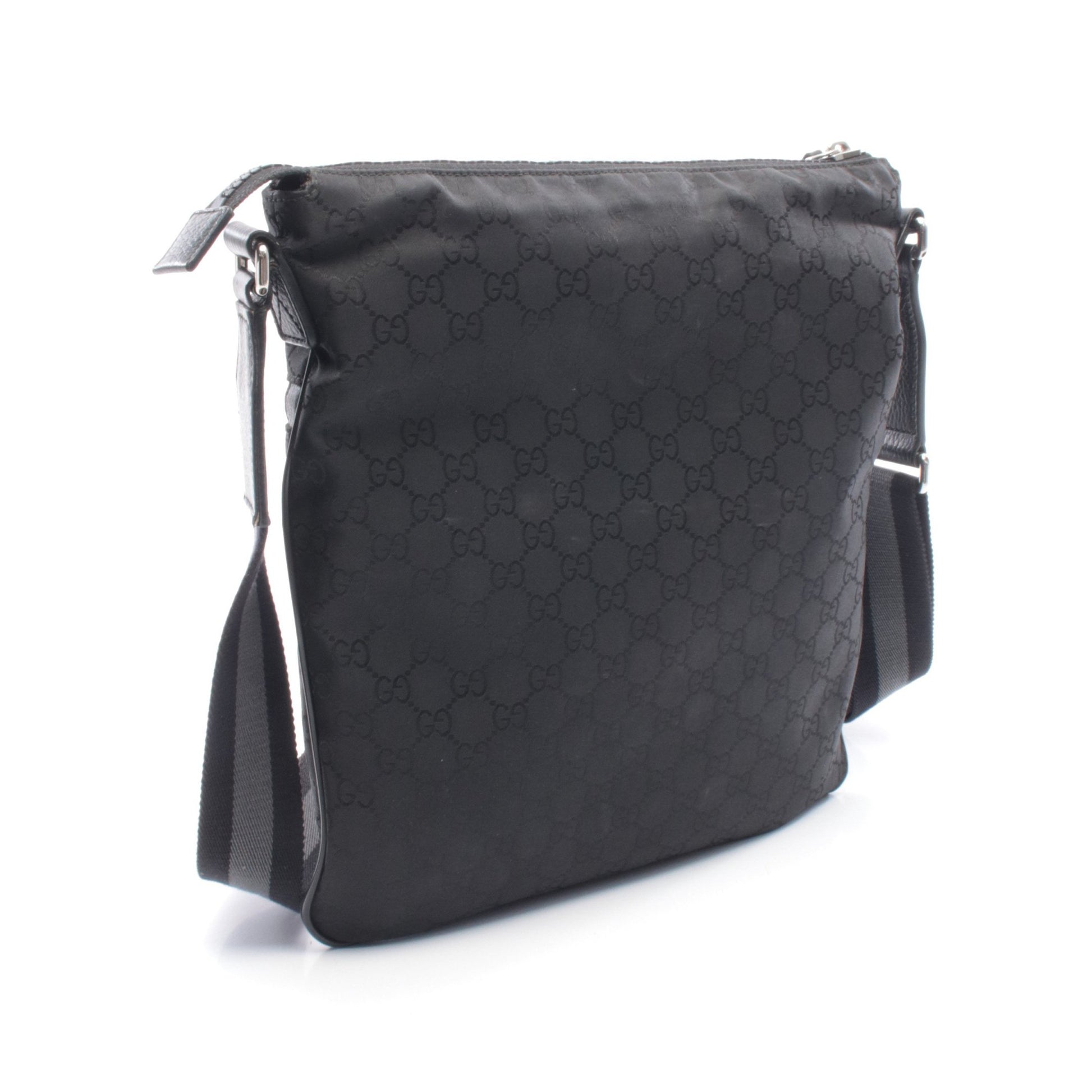 GG柄 ショルダーバッグ ナイロンキャンバス レザー ブラック グッチ バッグ GUCCI