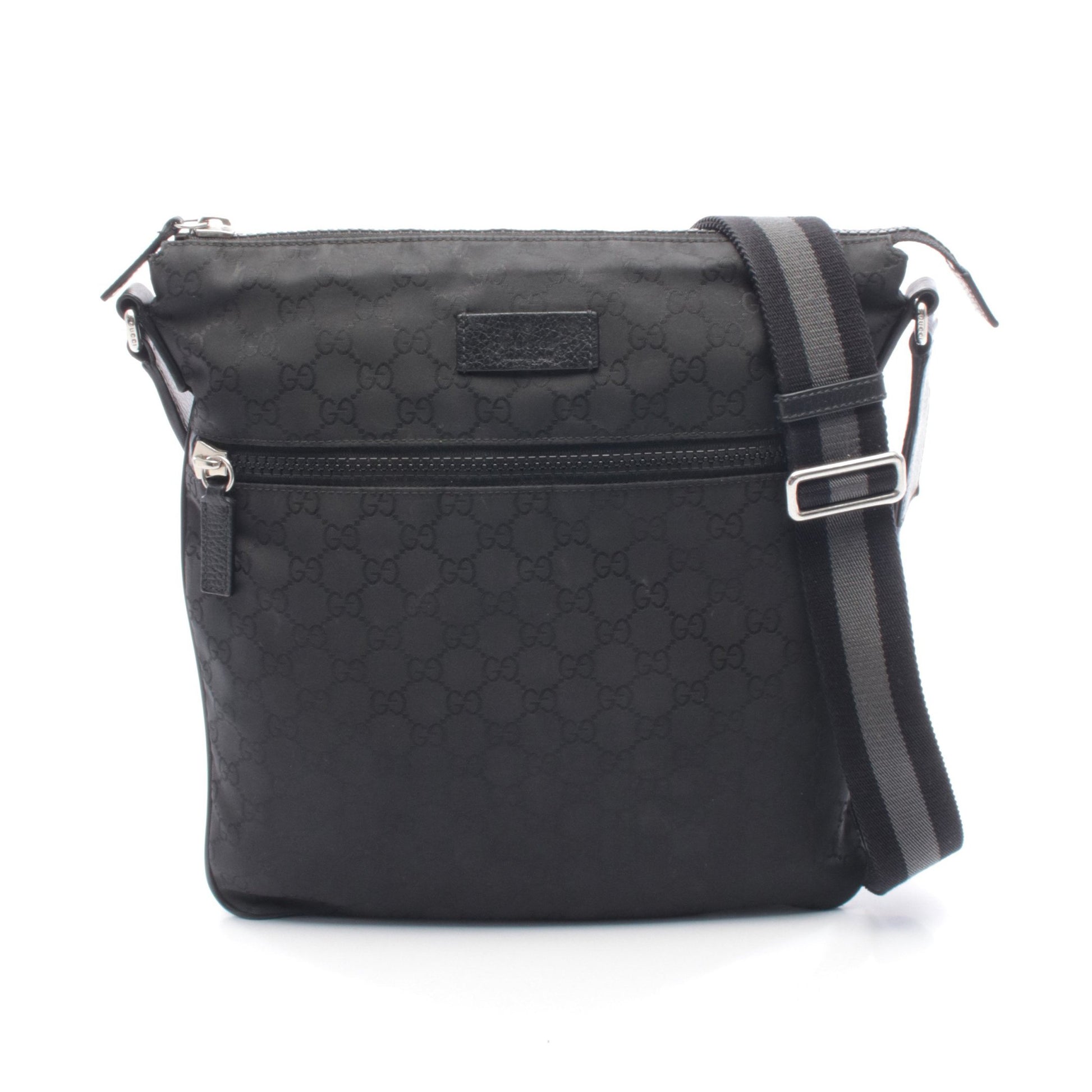 GG柄 ショルダーバッグ ナイロンキャンバス レザー ブラック グッチ バッグ GUCCI