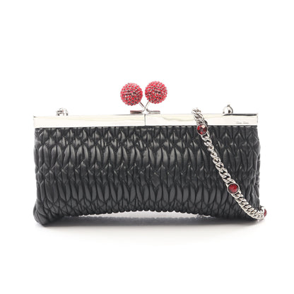 マテラッセ チェーンショルダーバッグ レザー ブラック バレンタイン限定 がま口 ミュウミュウ バッグ miu miu