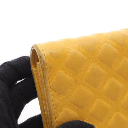 マトラッセ 二つ折り長財布 レザー イエロー シルバー金具 シャネル 財布・小物 CHANEL
