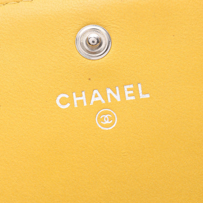 マトラッセ 二つ折り長財布 レザー イエロー シルバー金具 シャネル 財布・小物 CHANEL