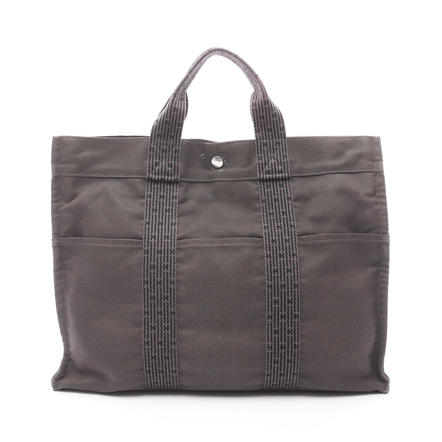 エールラインMM ハンドバッグ トートバッグ ナイロンキャンバス ダークグレー シルバー金具 エルメス バッグ HERMES