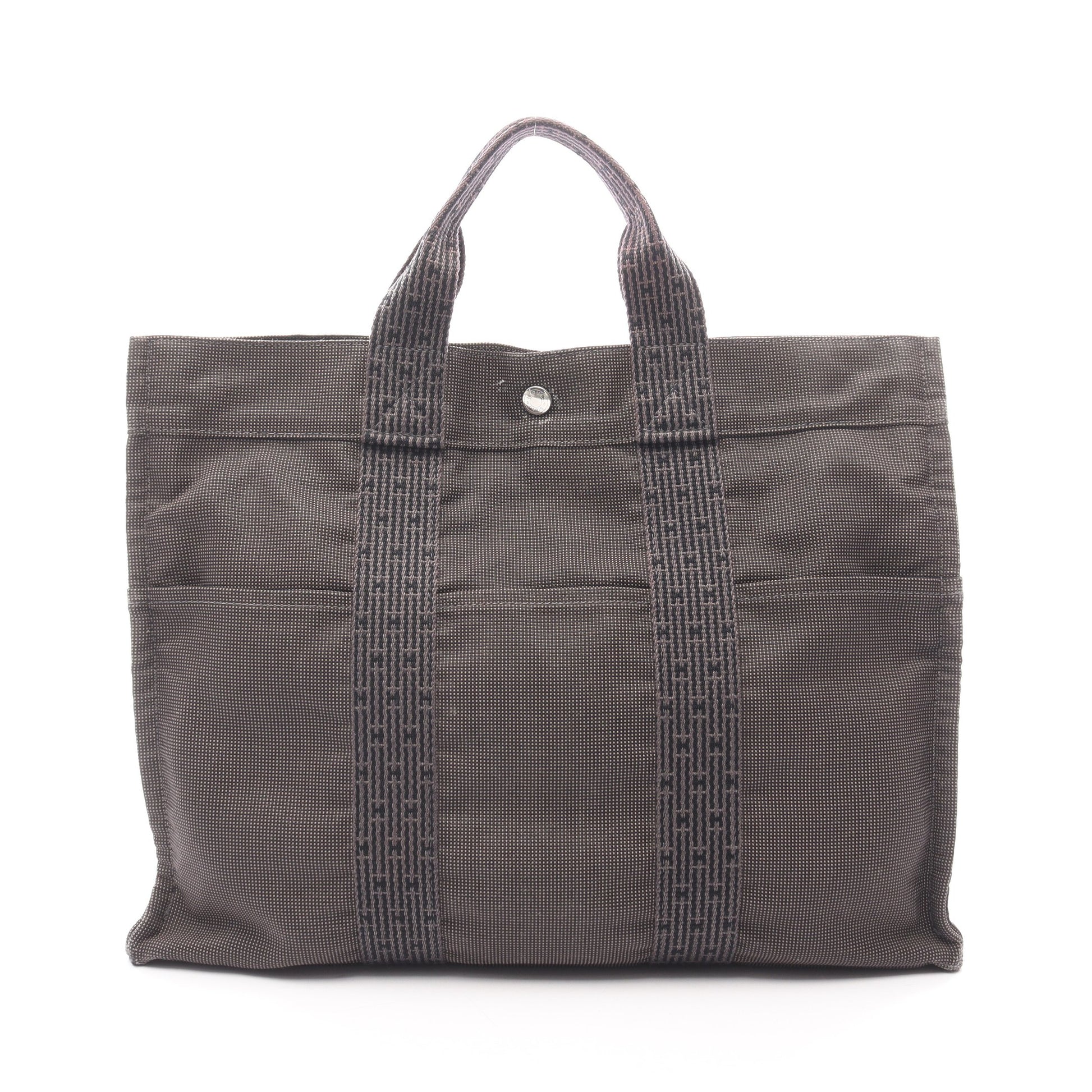エールラインMM ハンドバッグ トートバッグ ナイロンキャンバス ダークグレー シルバー金具 エルメス バッグ HERMES
