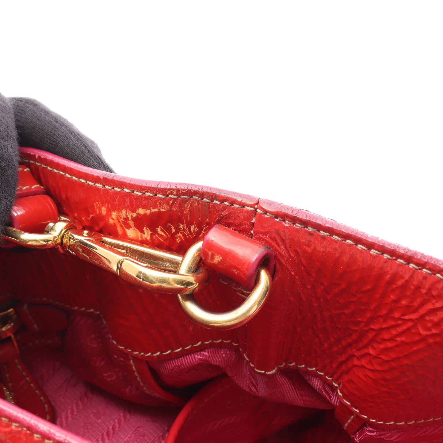 ハンドバッグ トートバッグ エナメルレザー レッド 2WAY プラダ バッグ PRADA