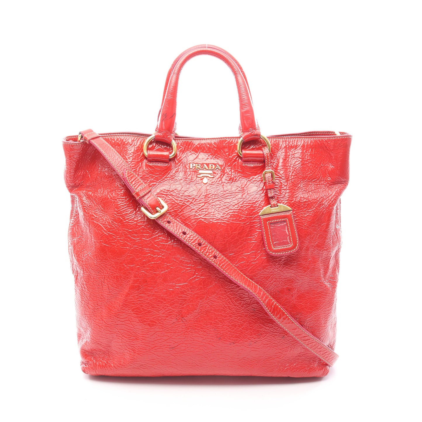 ハンドバッグ トートバッグ エナメルレザー レッド 2WAY プラダ バッグ PRADA