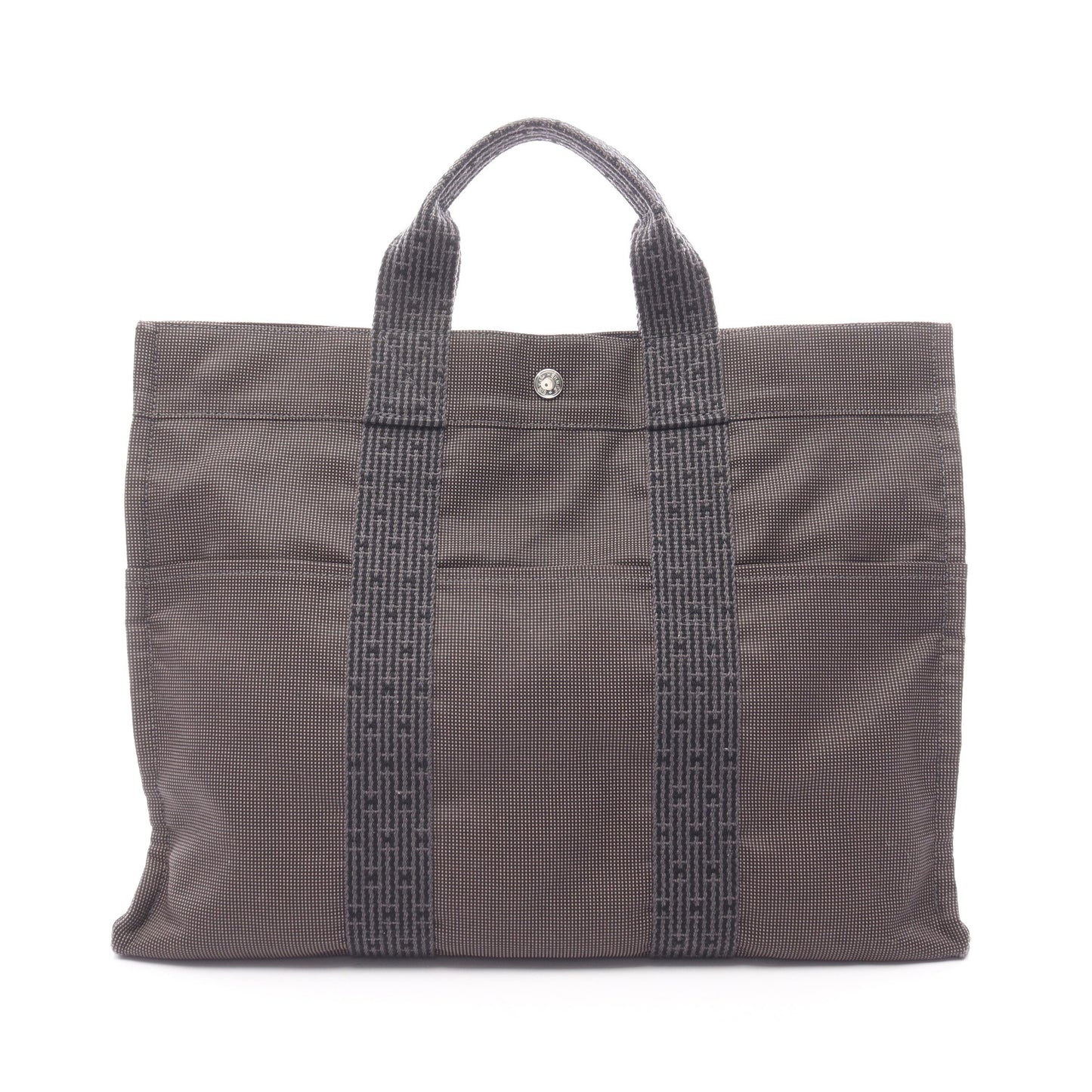 エールラインMM ハンドバッグ トートバッグ ナイロンキャンバス ダークグレー シルバー金具 エルメス バッグ HERMES