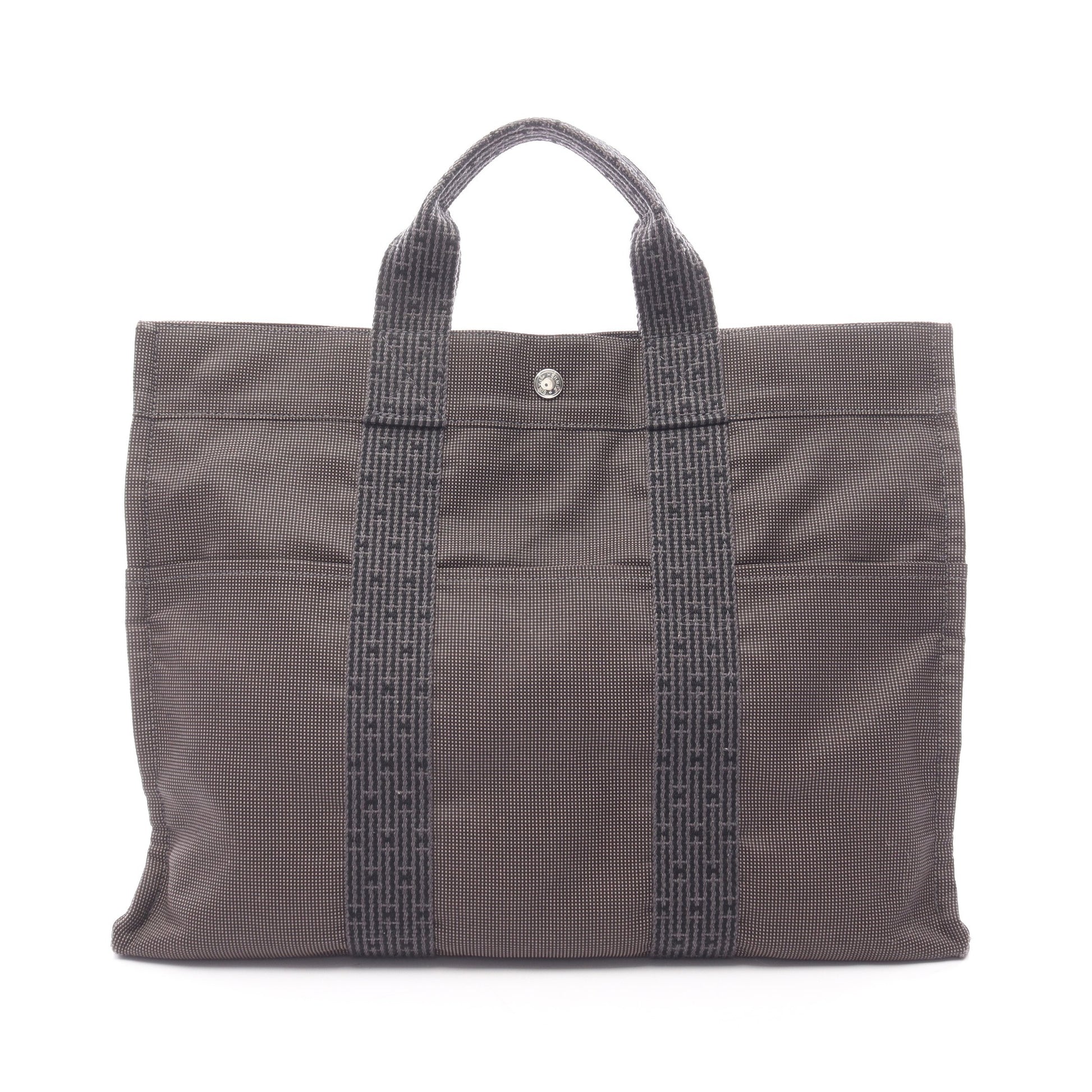 エールラインMM ハンドバッグ トートバッグ ナイロンキャンバス ダークグレー シルバー金具 エルメス バッグ HERMES
