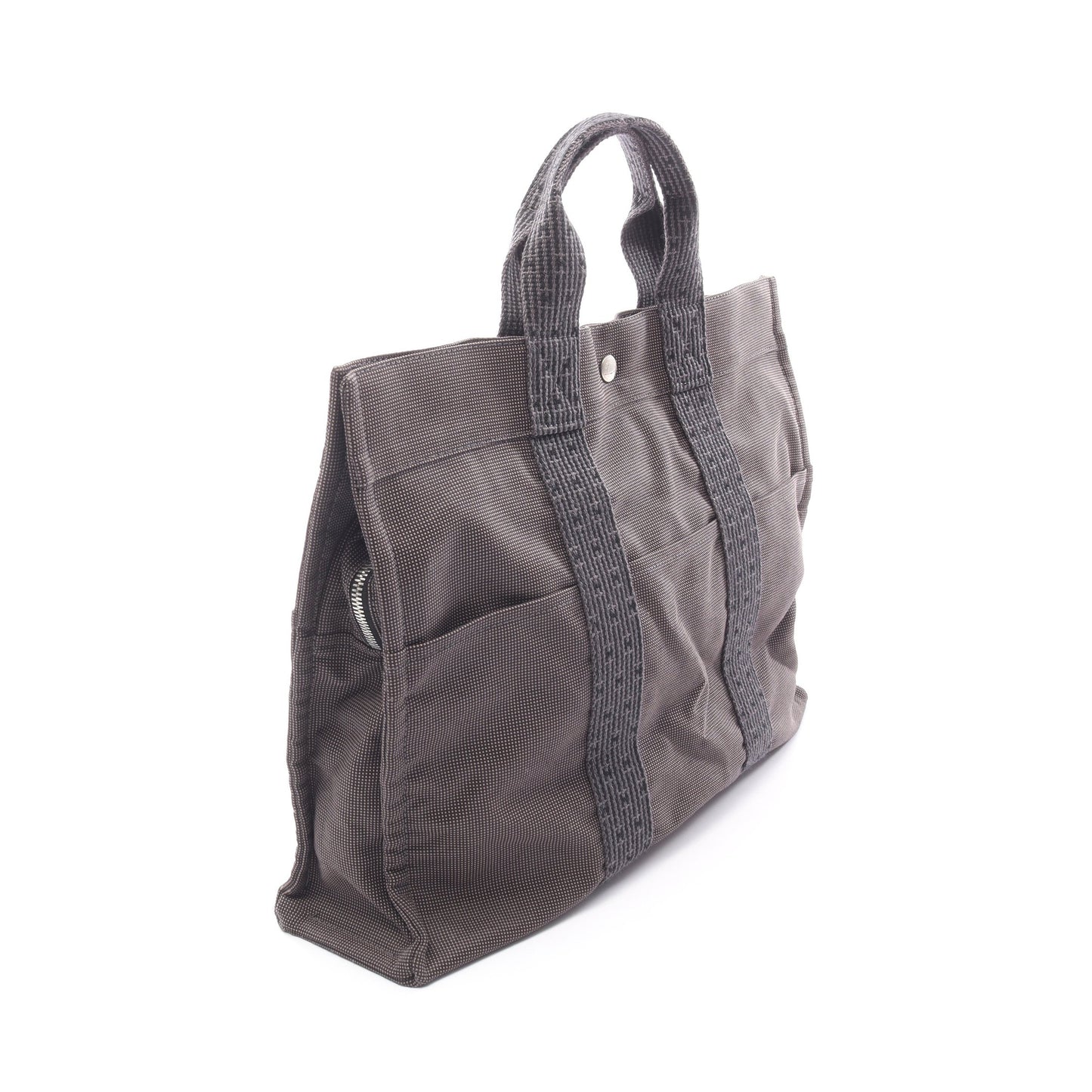 エールラインMM ハンドバッグ トートバッグ ナイロンキャンバス ダークグレー シルバー金具 エルメス バッグ HERMES
