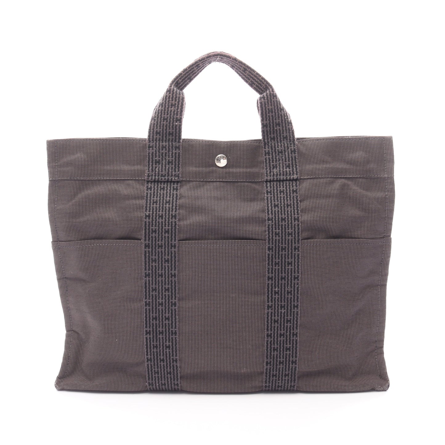 エールラインMM ハンドバッグ トートバッグ ナイロンキャンバス ダークグレー シルバー金具 エルメス バッグ HERMES