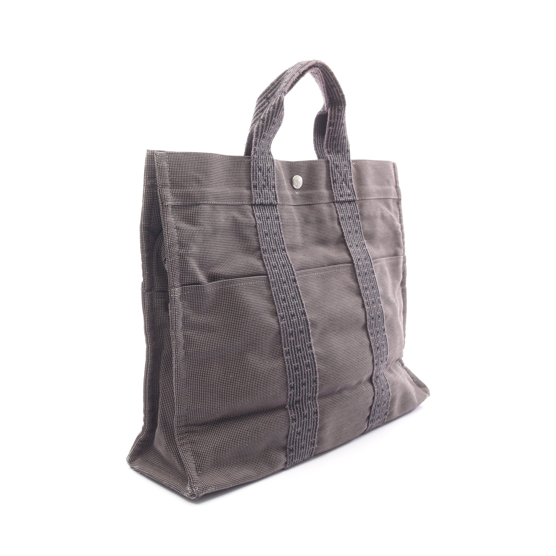 エールラインMM ハンドバッグ トートバッグ ナイロンキャンバス ダークグレー シルバー金具 エルメス バッグ HERMES