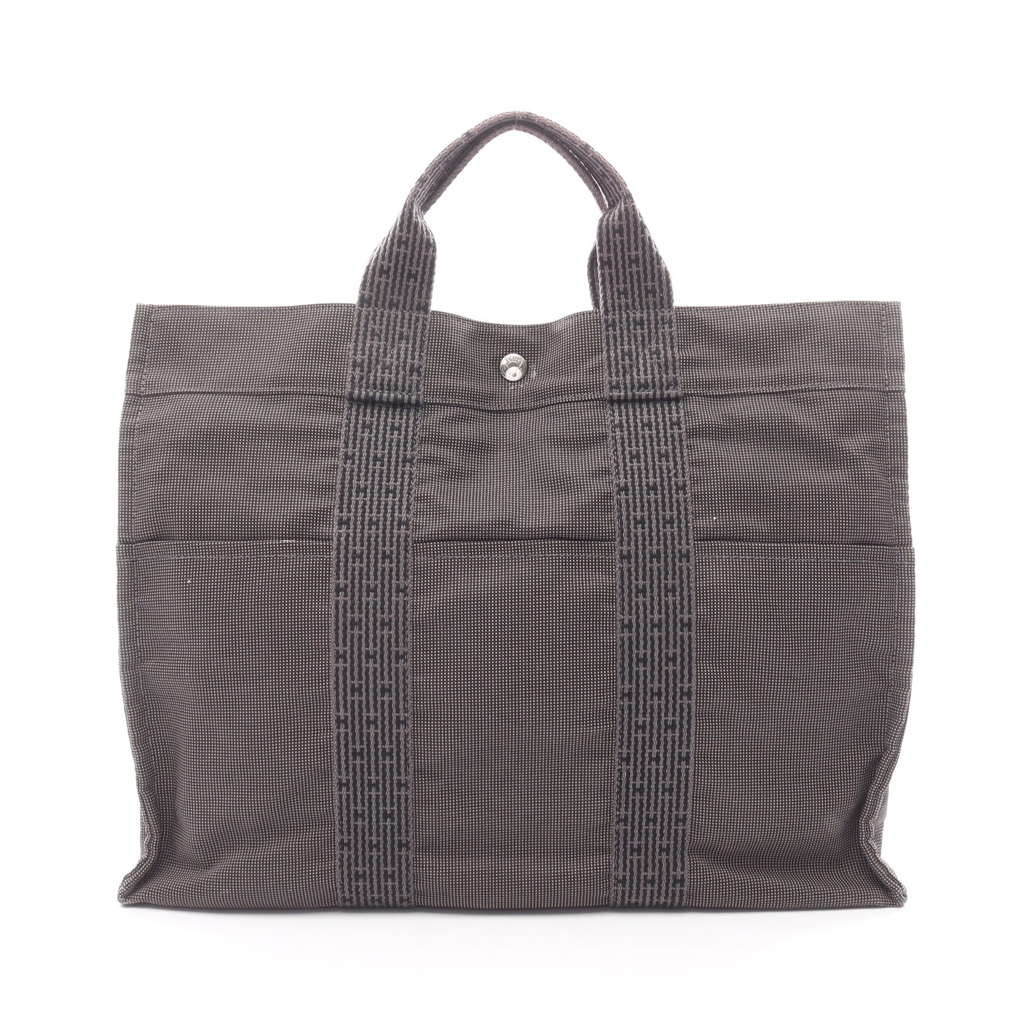 エールラインMM ハンドバッグ トートバッグ ナイロンキャンバス ダークグレー シルバー金具 エルメス バッグ HERMES