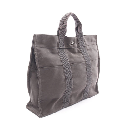 エールラインMM ハンドバッグ トートバッグ ナイロンキャンバス ダークグレー シルバー金具 エルメス バッグ HERMES