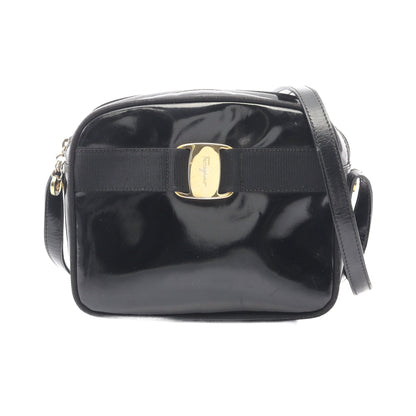 ヴァラリボン ショルダーバッグ エナメルレザー ブラック サルヴァトーレフェラガモ バッグ Salvatore Ferragamo