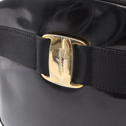 ヴァラリボン ショルダーバッグ エナメルレザー ブラック サルヴァトーレフェラガモ バッグ Salvatore Ferragamo