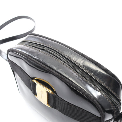 ヴァラリボン ショルダーバッグ エナメルレザー ブラック サルヴァトーレフェラガモ バッグ Salvatore Ferragamo
