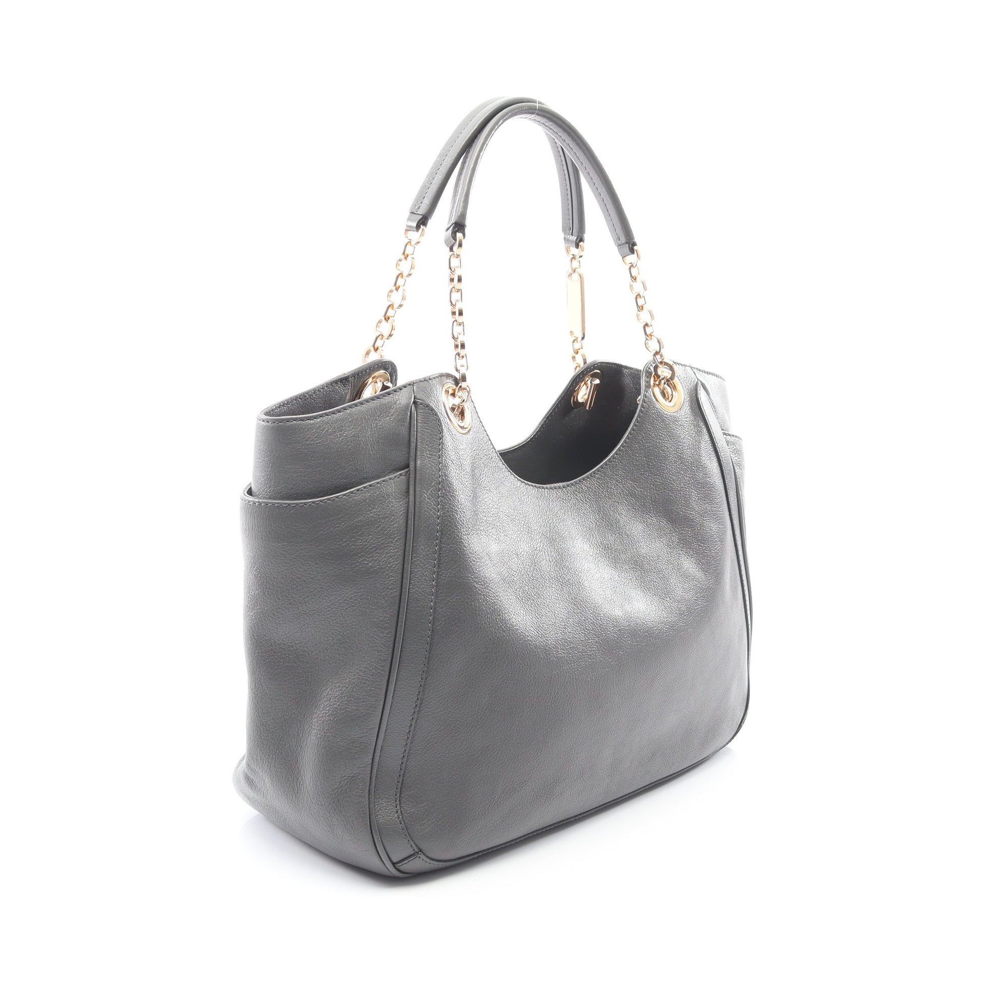 ダブルガンチーニ チェーンハンドバッグ チェーントートバッグ レザー グレー サルヴァトーレフェラガモ バッグ Salvatore Ferragamo