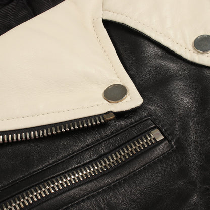 ツートンライダースジャケット レザージャケット レザー ブラック アイボリー アミリ アウター AMIRI