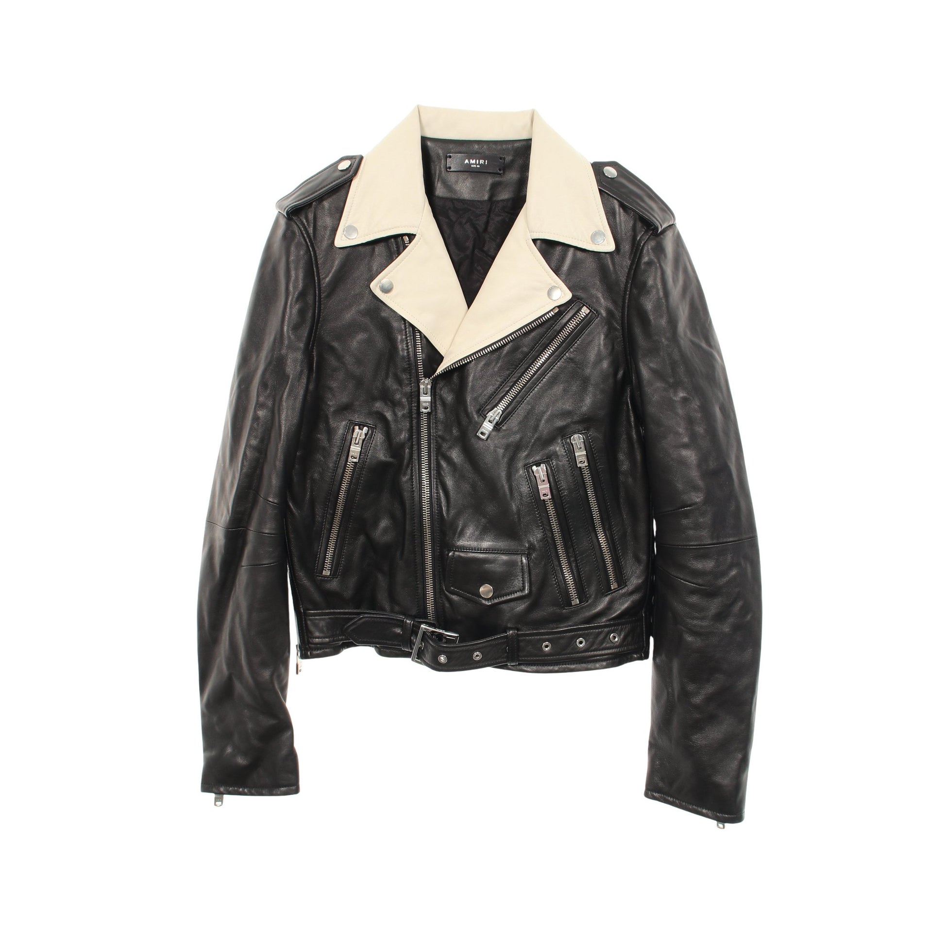 ツートンライダースジャケット レザージャケット レザー ブラック アイボリー アミリ アウター AMIRI