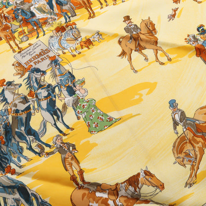 カレ90 CIRQUE MOLIER スカーフ カシミヤ オレンジ マルチカラー エルメス 財布・小物 HERMES