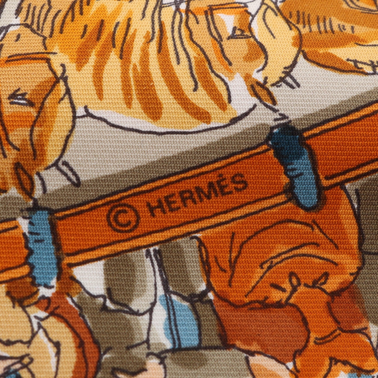 カレ90 CIRQUE MOLIER スカーフ カシミヤ オレンジ マルチカラー エルメス 財布・小物 HERMES