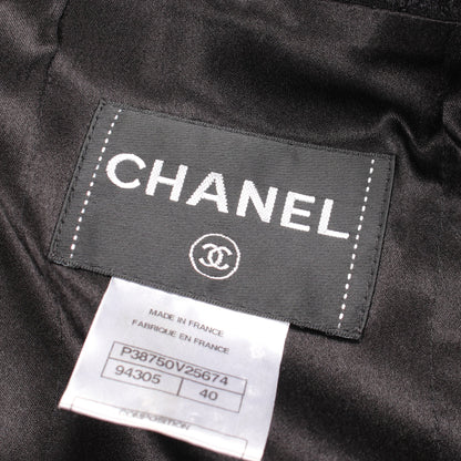 ココマークボタン ジップ ジャケット ウール シルク ブラック ゴールド ボルドー シャネル アウター CHANEL
