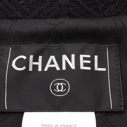 ツイード テーラードジャケット ヘリンボーン ウール ブラック 06A シャネル アウター CHANEL