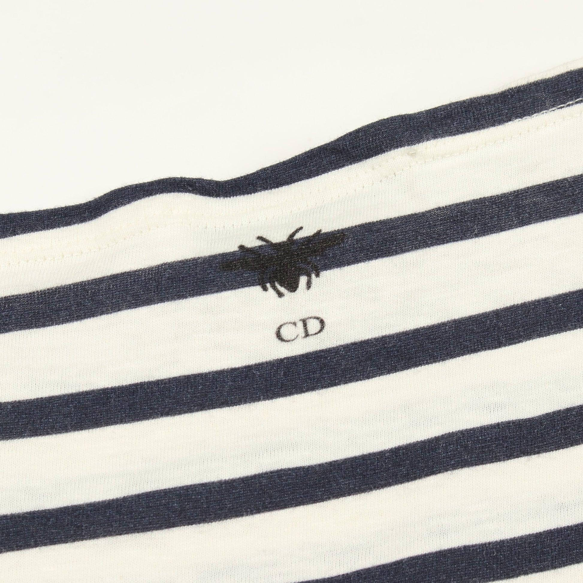 長袖Tシャツ ボーダー コットン ホワイト ネイビー クリスチャンディオール トップス Christian Dior