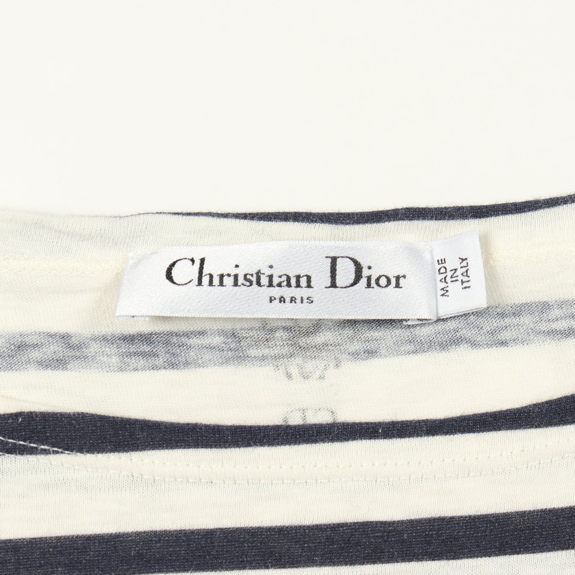 長袖Tシャツ ボーダー コットン ホワイト ネイビー クリスチャンディオール トップス Christian Dior