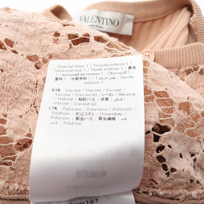 カーディガン 半袖 レーヨン ピンクベージュ レース切替 ヴァレンティノ トップス VALENTINO