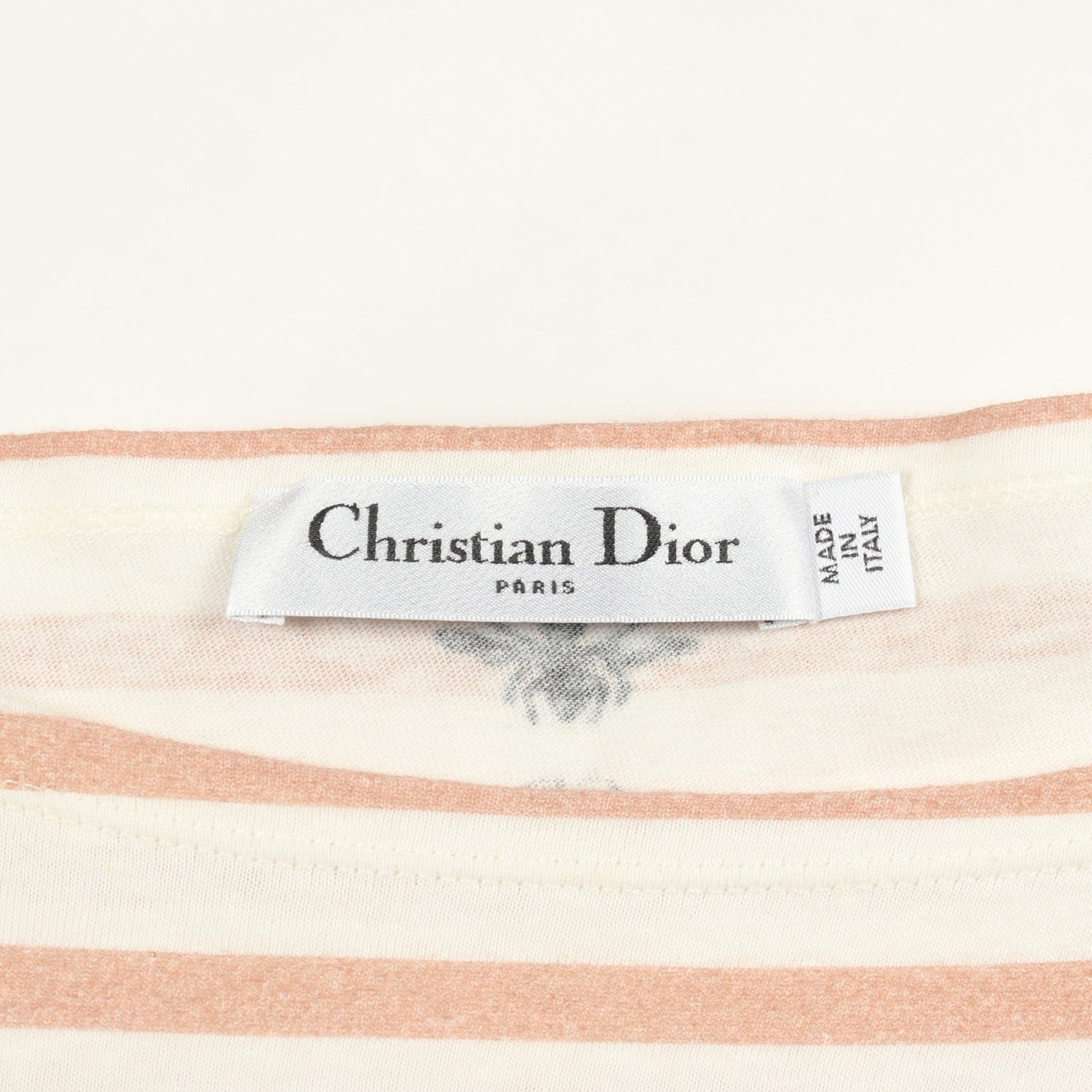長袖Tシャツ ボーダー コットン ホワイト ピンク クリスチャンディオール トップス Christian Dior