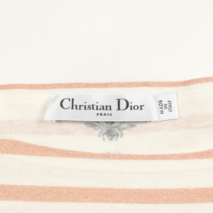 長袖Tシャツ ボーダー コットン ホワイト ピンク クリスチャンディオール トップス Christian Dior