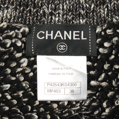 ココマークボタン ニット コート カシミヤ ウール リネン ブラック ホワイト シャネル アウター CHANEL