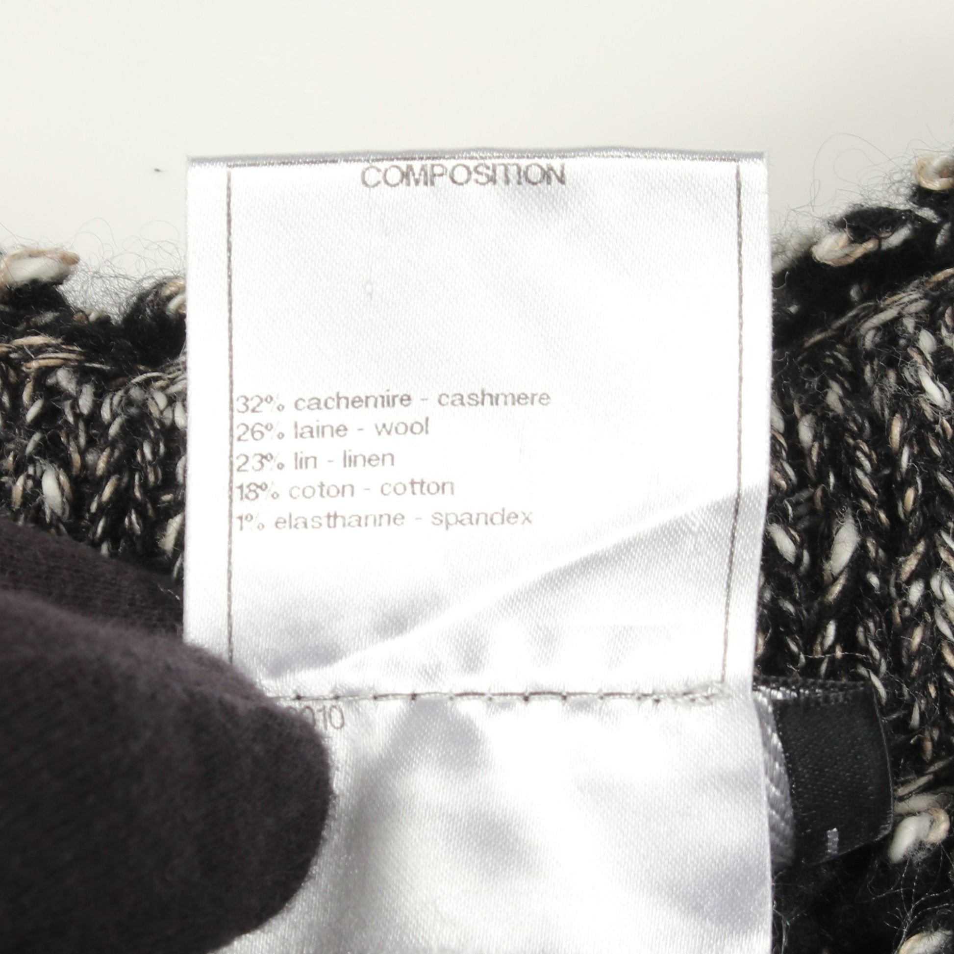 ココマークボタン ニット コート カシミヤ ウール リネン ブラック ホワイト シャネル アウター CHANEL