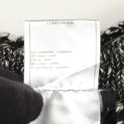 ココマークボタン ニット コート カシミヤ ウール リネン ブラック ホワイト シャネル アウター CHANEL
