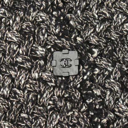 ココマークボタン ニット コート カシミヤ ウール リネン ブラック ホワイト シャネル アウター CHANEL
