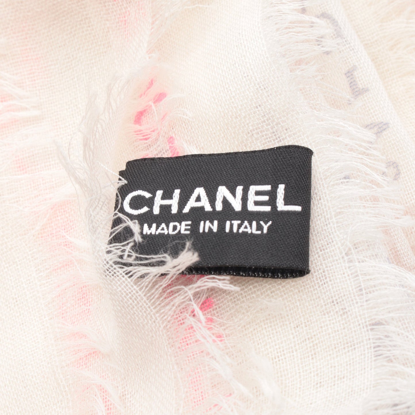 テキスト ストール カシミヤ シルク アイボリー グレー ピンク シャネル 財布・小物 CHANEL
