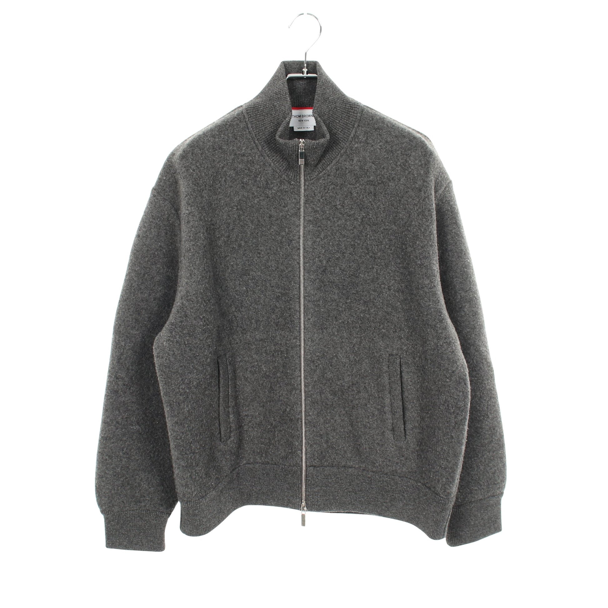 ジップアップ ニット ジャケット ウール グレー トムブラウン アウター THOM BROWNE