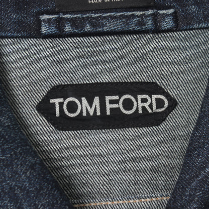 ジップアップ デニムジャケット コットン インディゴブルー トムフォード アウター TOM FORD