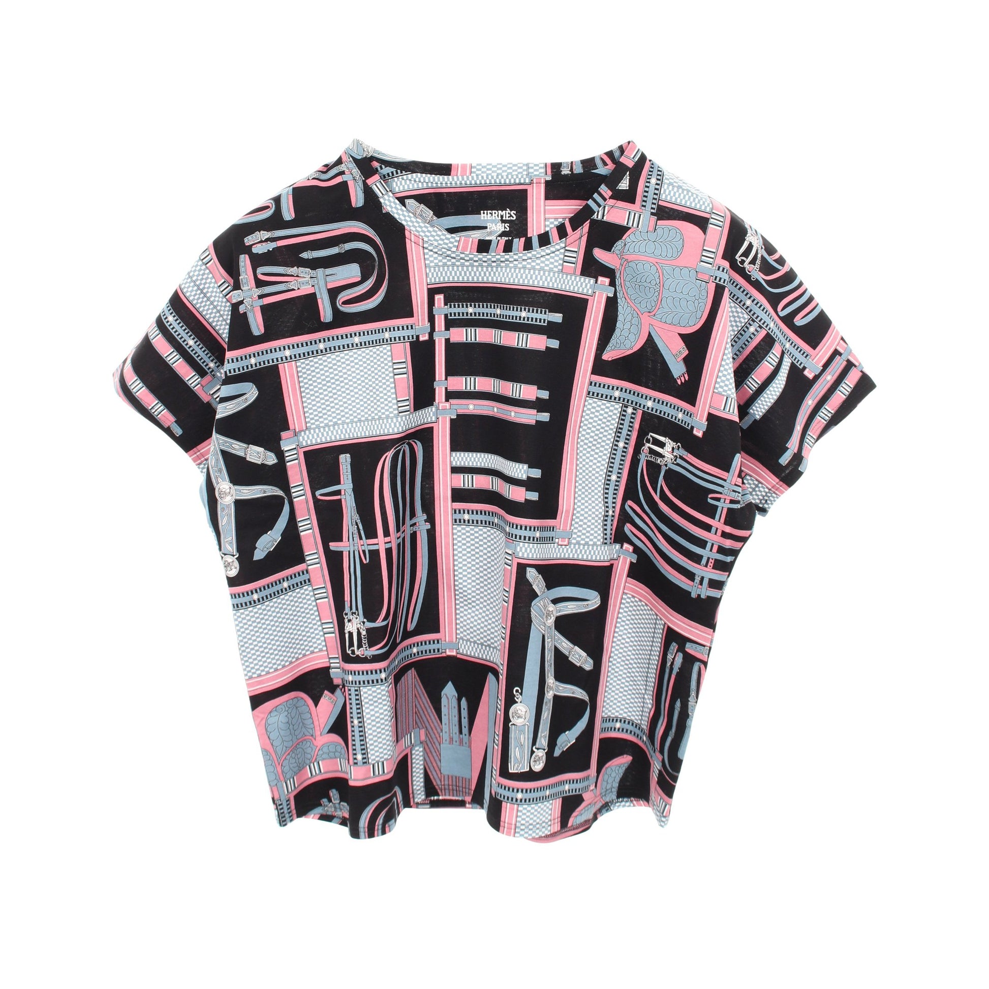 Lettres Equestres Tシャツ Tシャツ コットン ブラック マルチカラー エルメス トップス HERMES