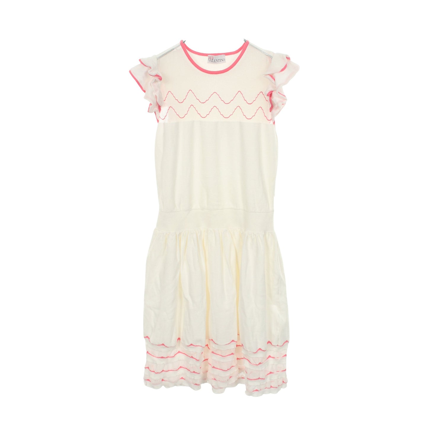 ワンピース コットン ホワイト ピンク フリル レッドヴァレンティノ ワンピース RED VALENTINO