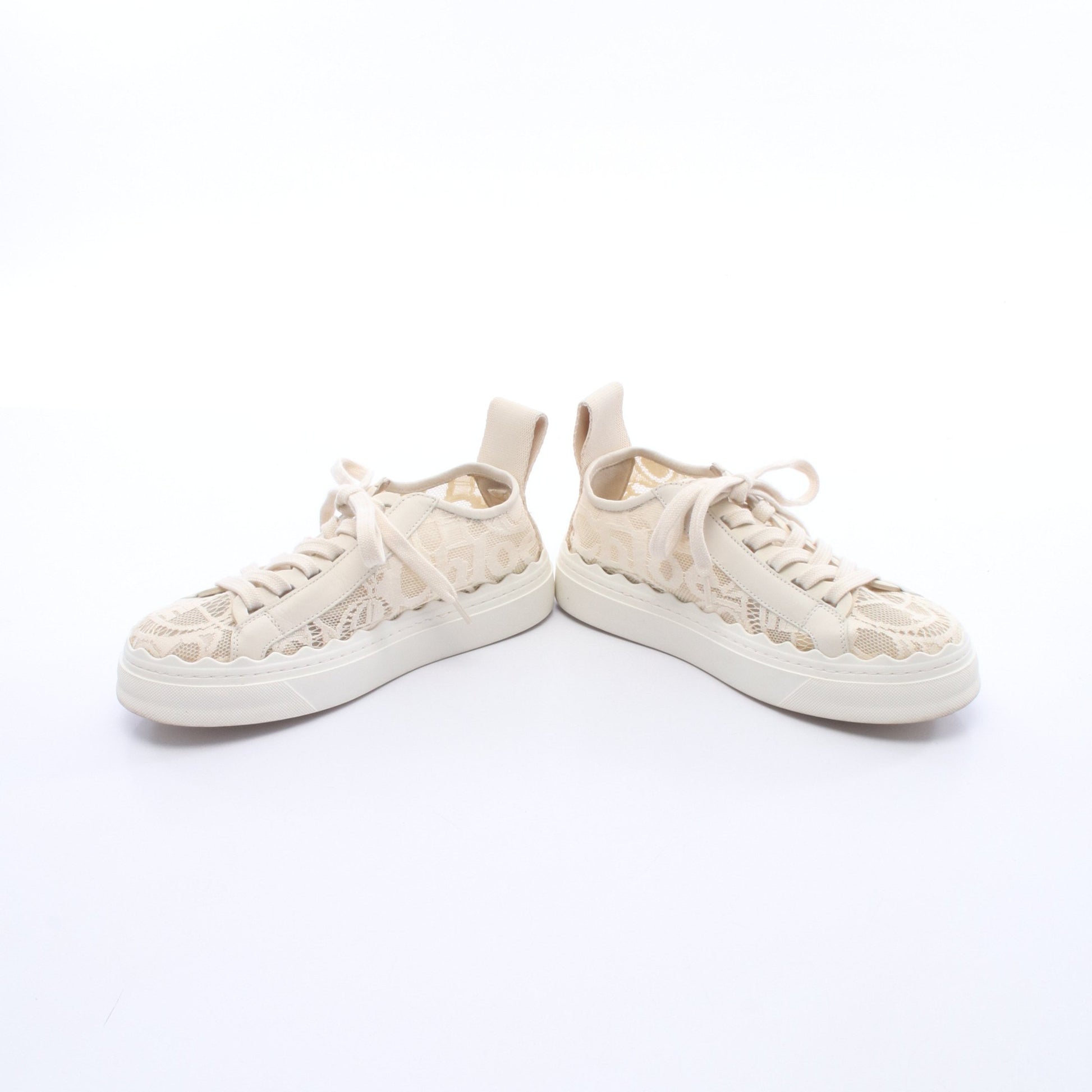 Lauren レース スニーカー ファブリック レザー アイボリー クロエ シューズ Chloe
