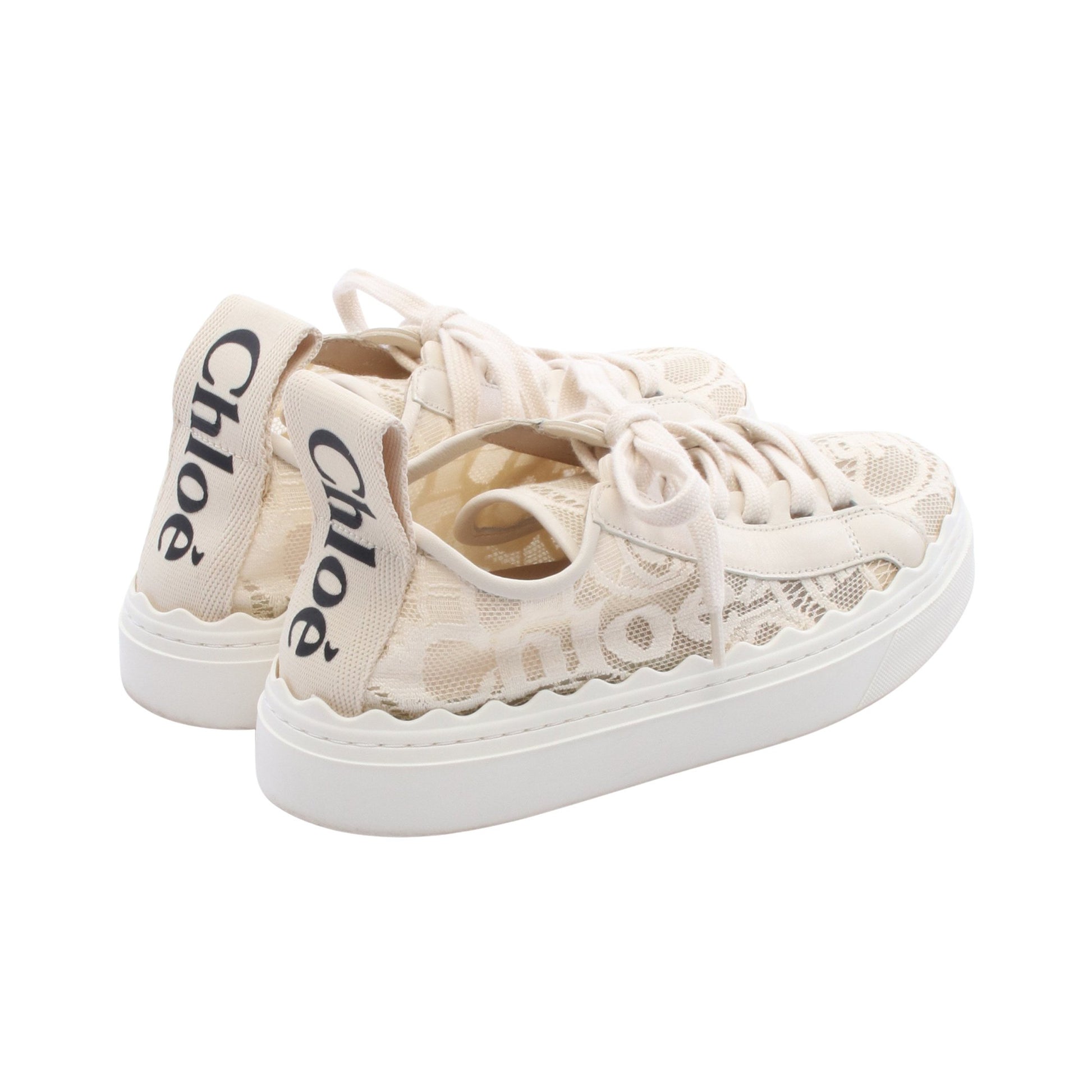 Lauren レース スニーカー ファブリック レザー アイボリー クロエ シューズ Chloe
