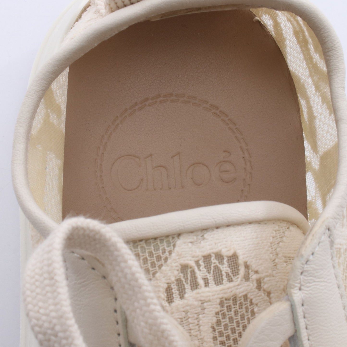 Lauren レース スニーカー ファブリック レザー アイボリー クロエ シューズ Chloe
