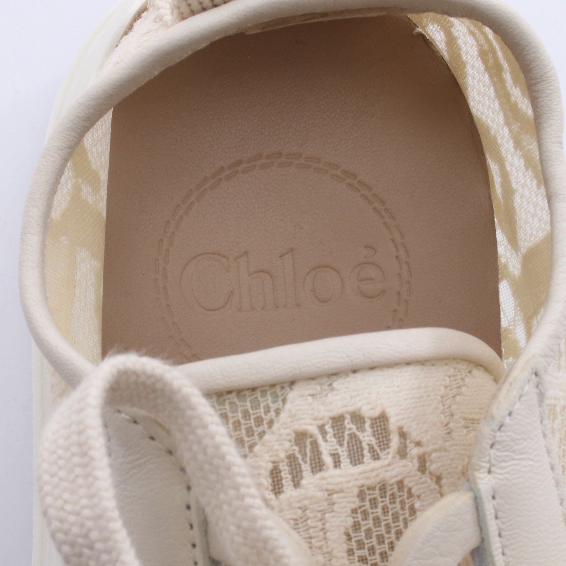 Lauren レース スニーカー ファブリック レザー アイボリー クロエ シューズ Chloe