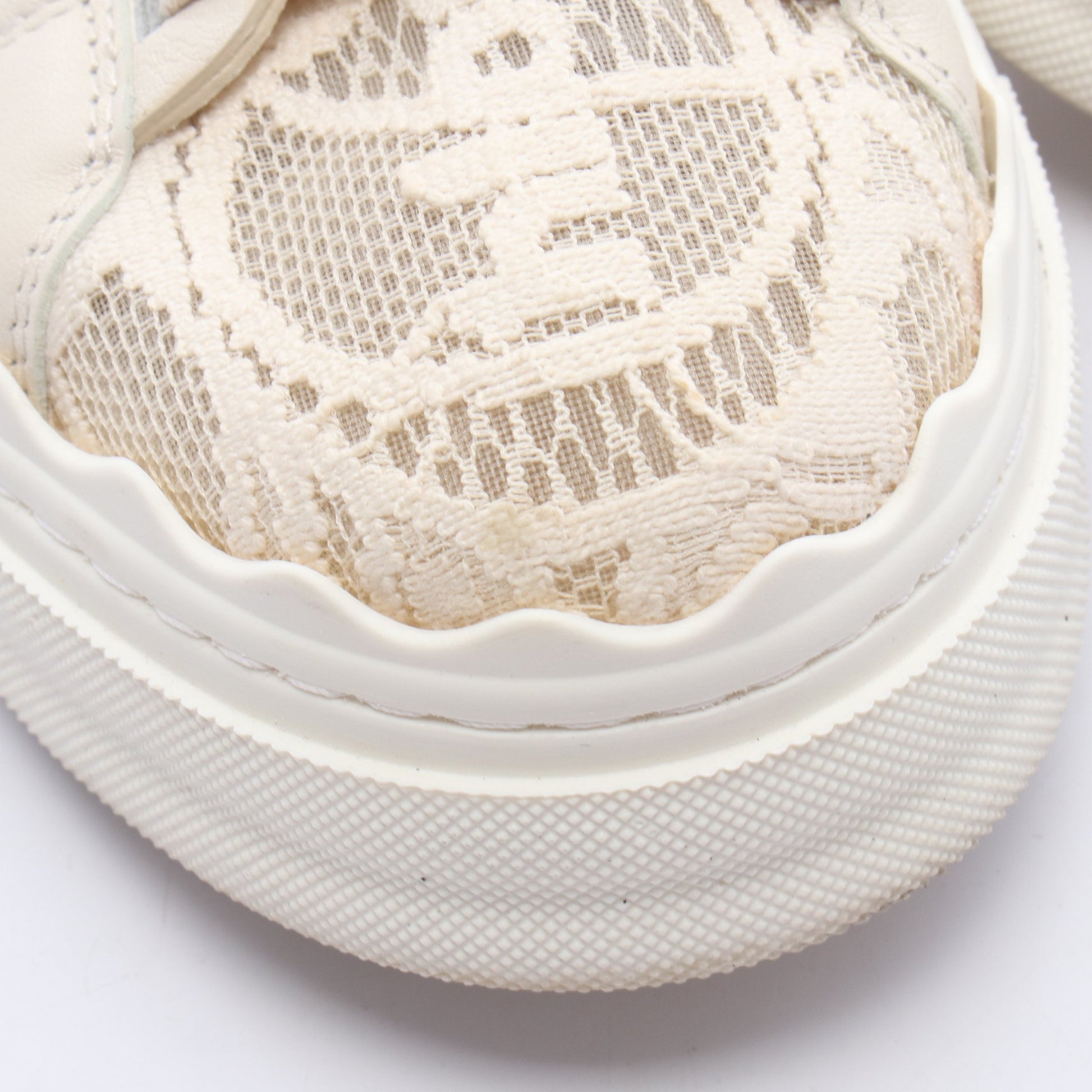 Lauren レース スニーカー ファブリック レザー アイボリー クロエ シューズ Chloe