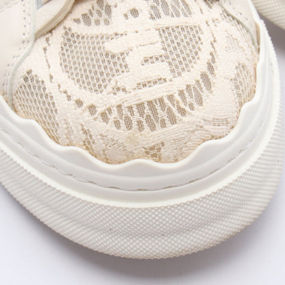 Lauren レース スニーカー ファブリック レザー アイボリー クロエ シューズ Chloe