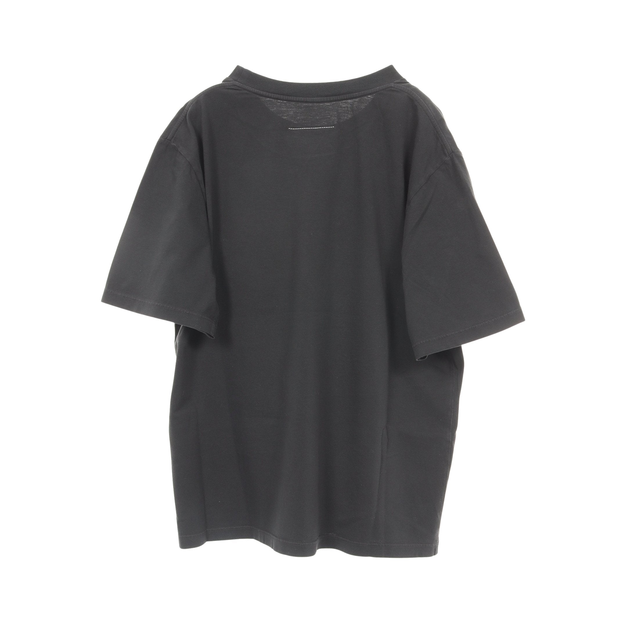 テープドラベル 半袖Tシャツ クルーネック コットン ブラック エムエム